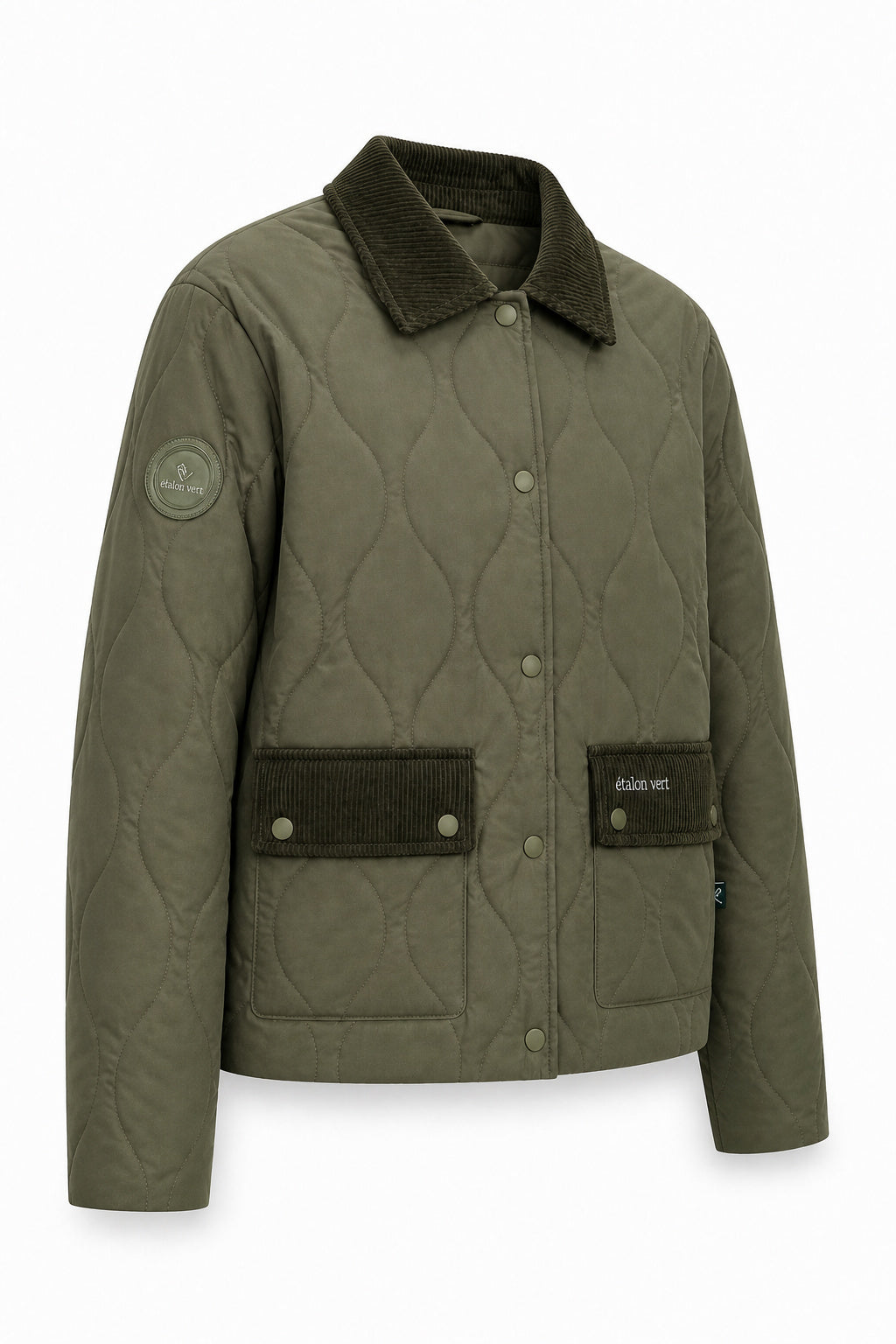 étalon vert Baloubet Heritage Jacket in Oliv – Dreiviertelansicht mit Ärmelpatch