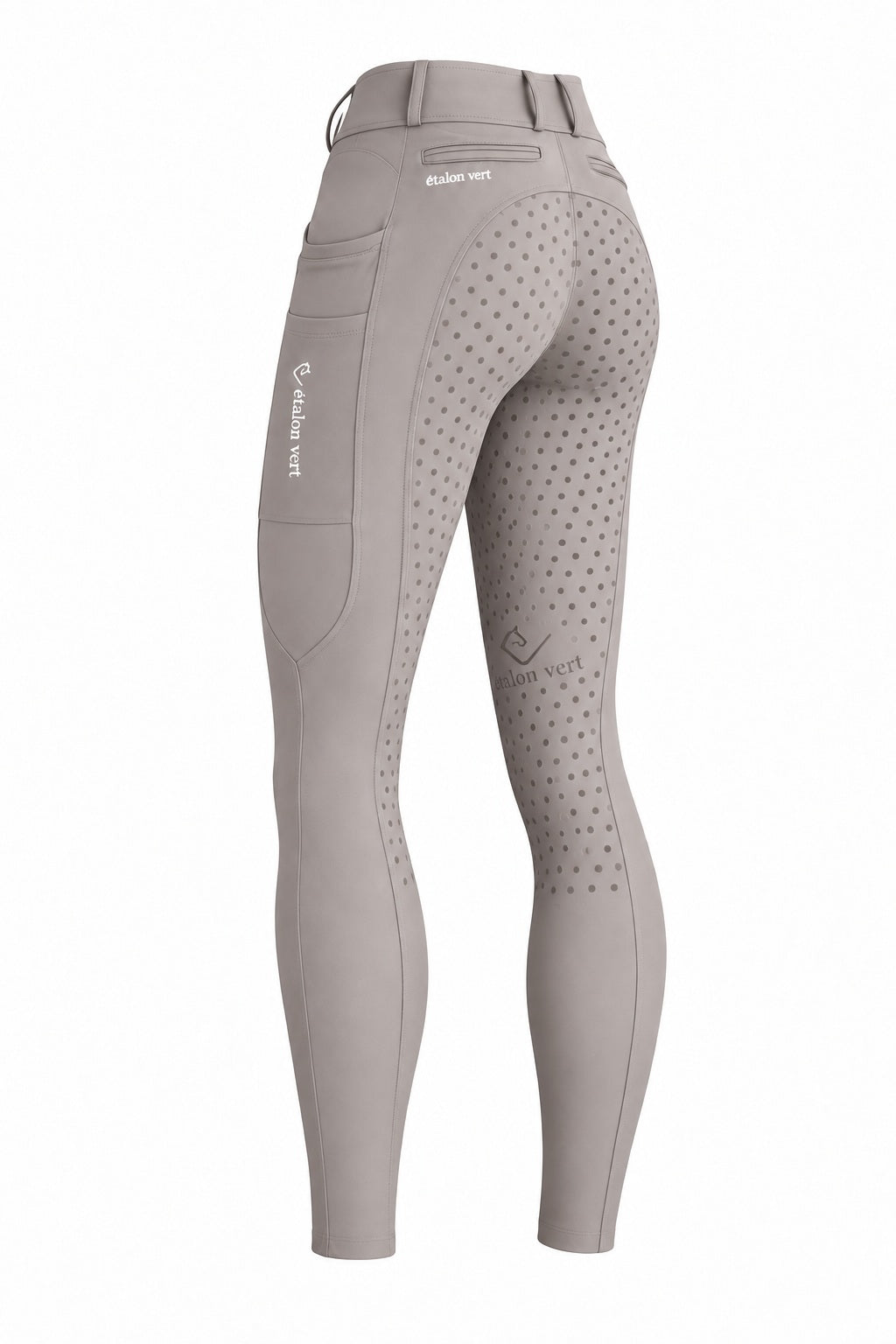 Belissimo 2.0 Reithose mit Leggings Komfort Vollgrip - Taupe – Rückansicht 3/4