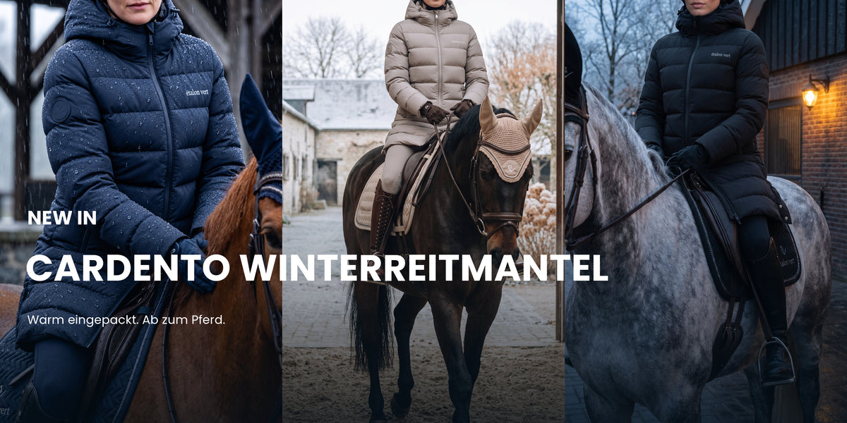 NEW IN – Cardento Winterreitmantel in Schwarz, Navy und Taupe. Warm eingepackt. Ab zum Pferd.