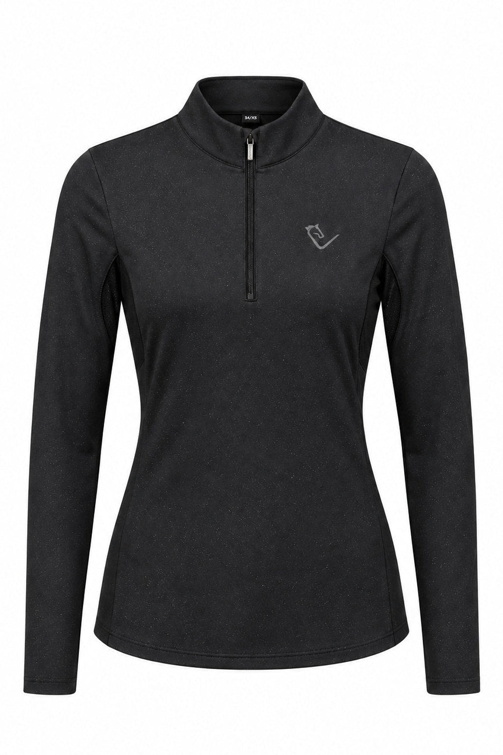 Funktionsshirt Easy Game Black Sparkle – Vorderansicht mit mattsilbernem Logo