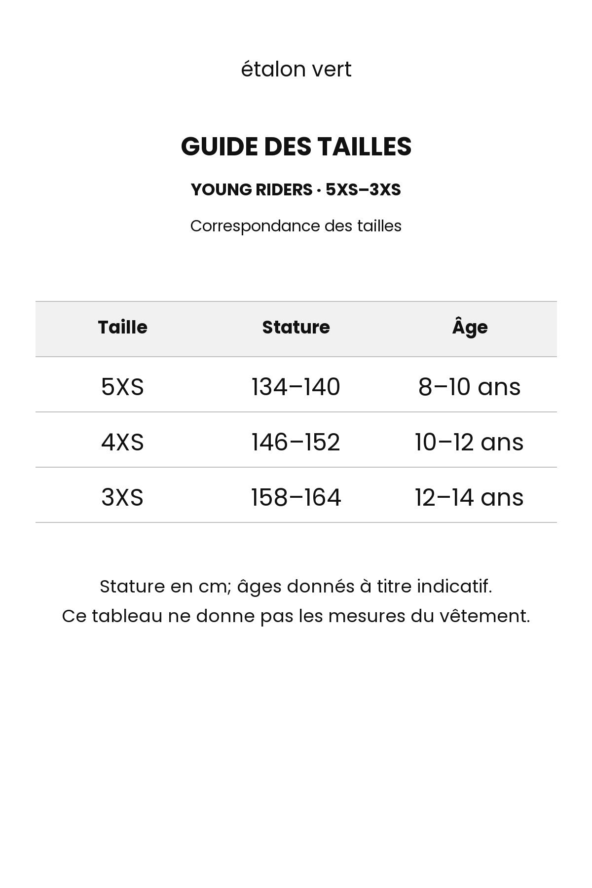 Guide des tailles