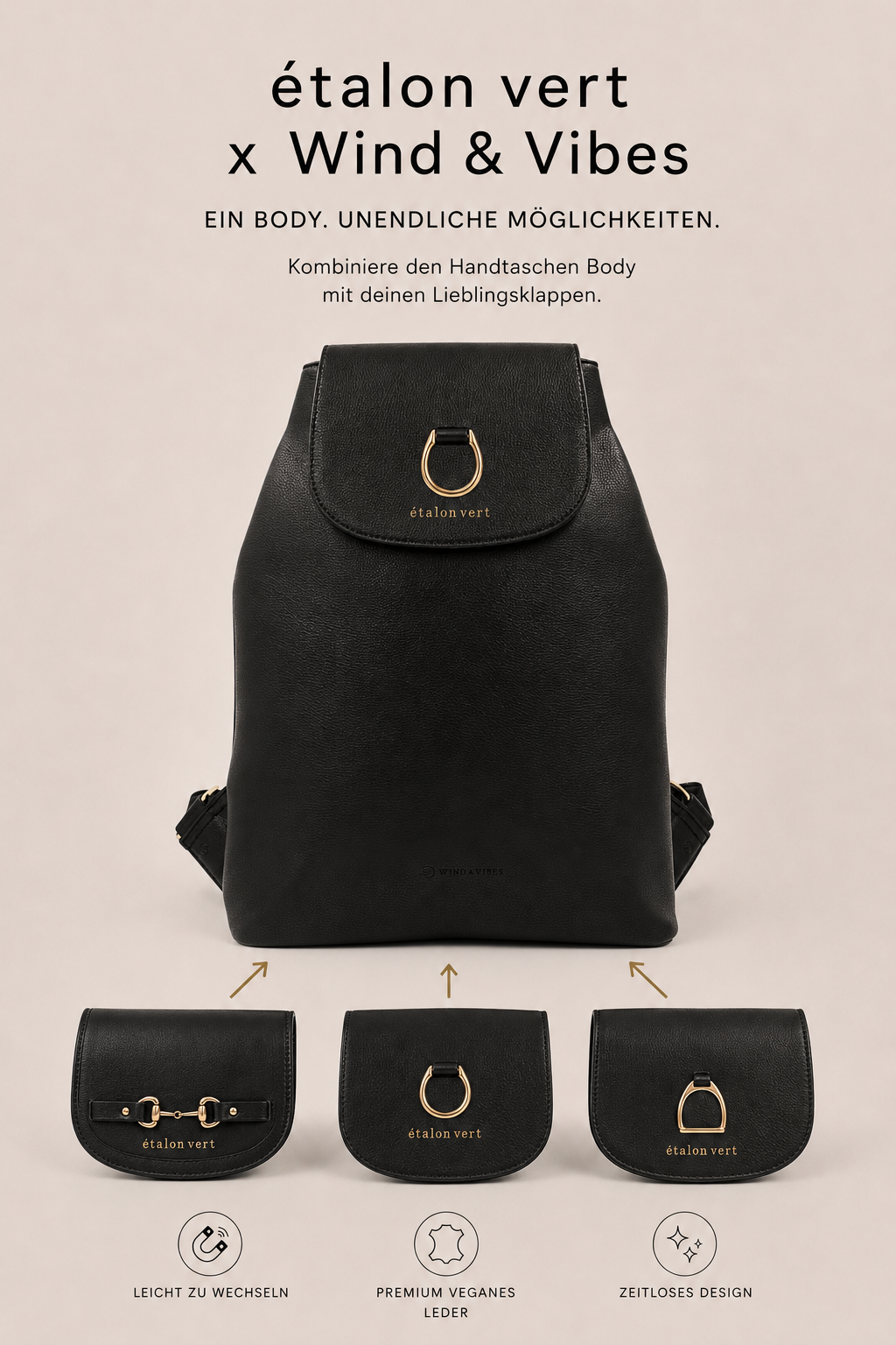 étalon vert x WIND & VIBES Amsterdam L Black/Gold - Steigbügel