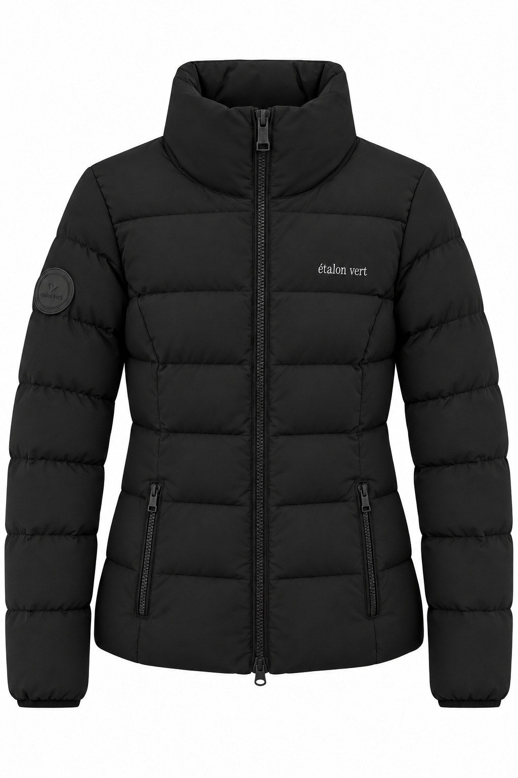 Emerald Jacke Black – Vorderansicht mit zurückgenommener Taillierung