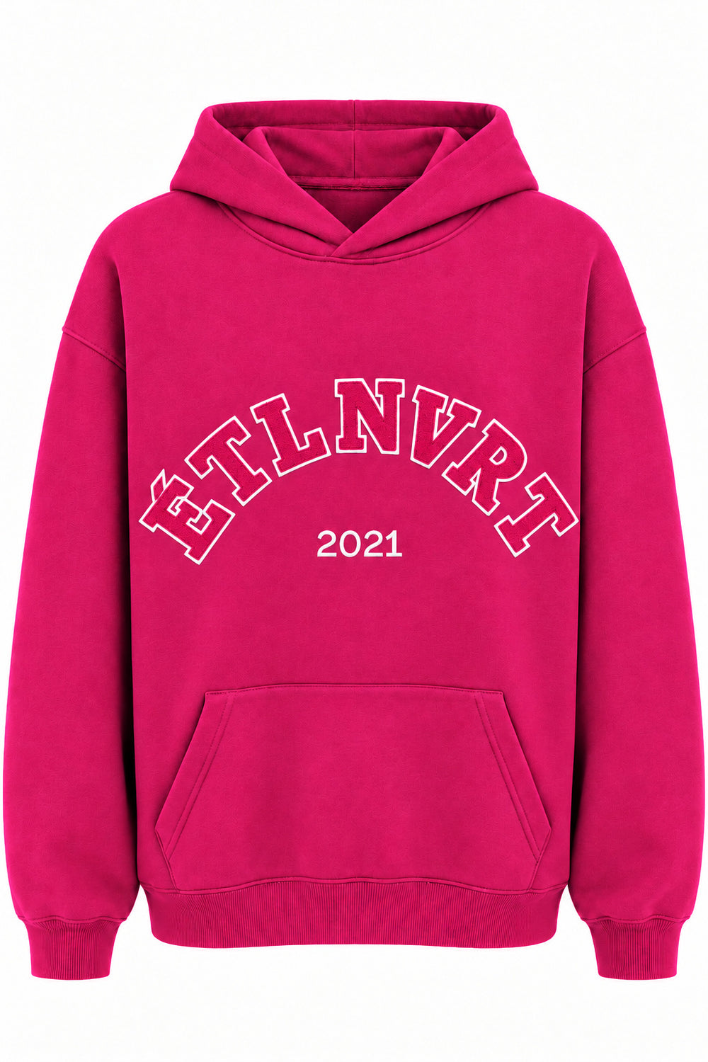 étalon vert – ETLNVRT Hoodie Very Berry – Vorderansicht mit Chenille-Schriftzug Ton in Ton