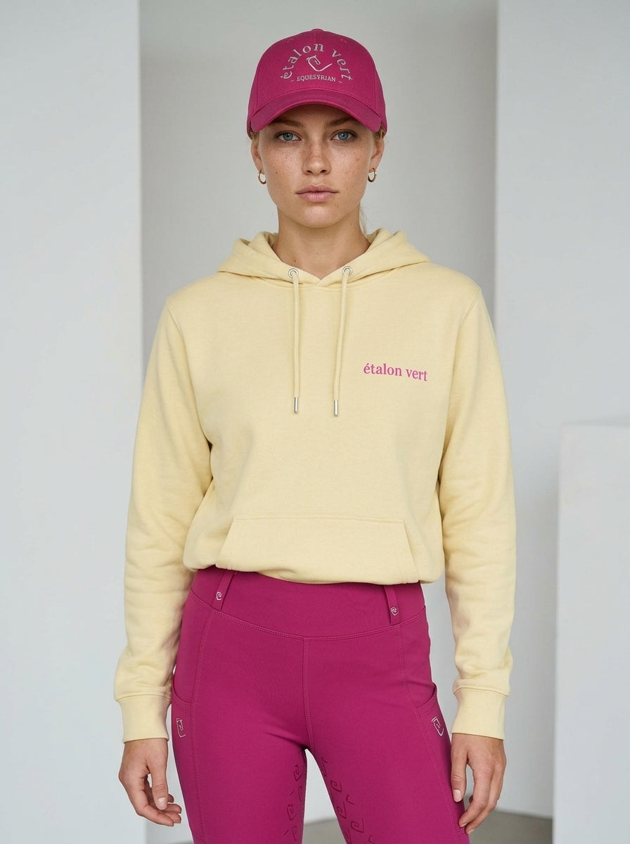 Regular Fit Hoodie - Aufsitzen. Absitzen. Einen Sitzen. - Butter Yellow