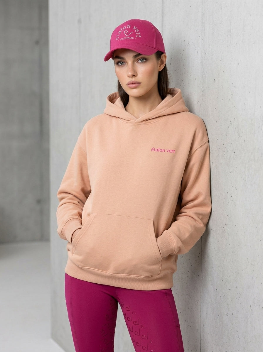 Oversize Fit Hoodie - Aufsitzen. Absitzen. Einen Sitzen. - Peach