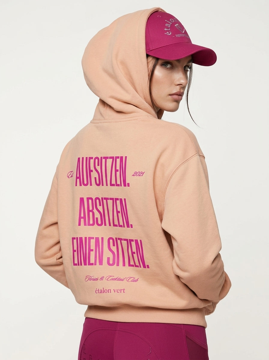 Oversize Fit Hoodie - Aufsitzen. Absitzen. Einen Sitzen. - Peach