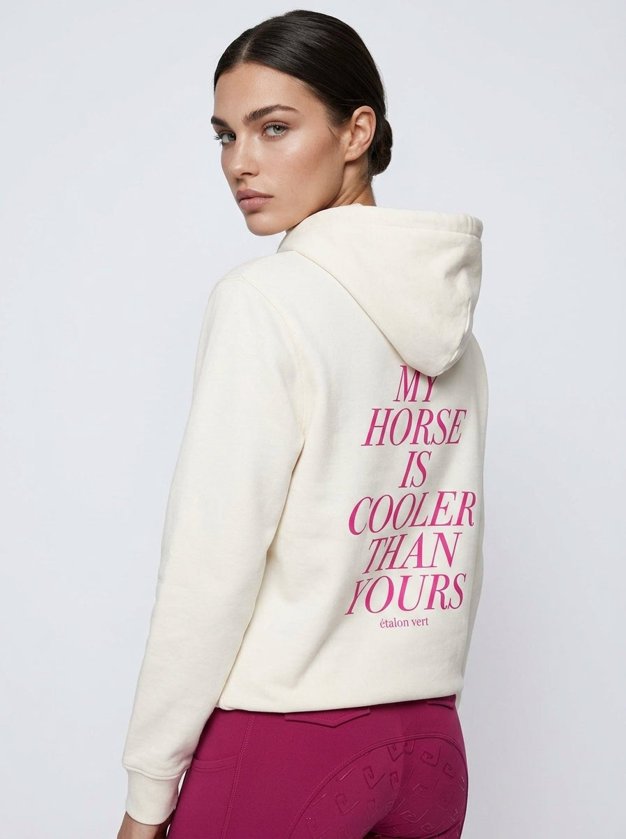 Oversize Fit Hoodie - My Horse is cooler than yours - OFF White