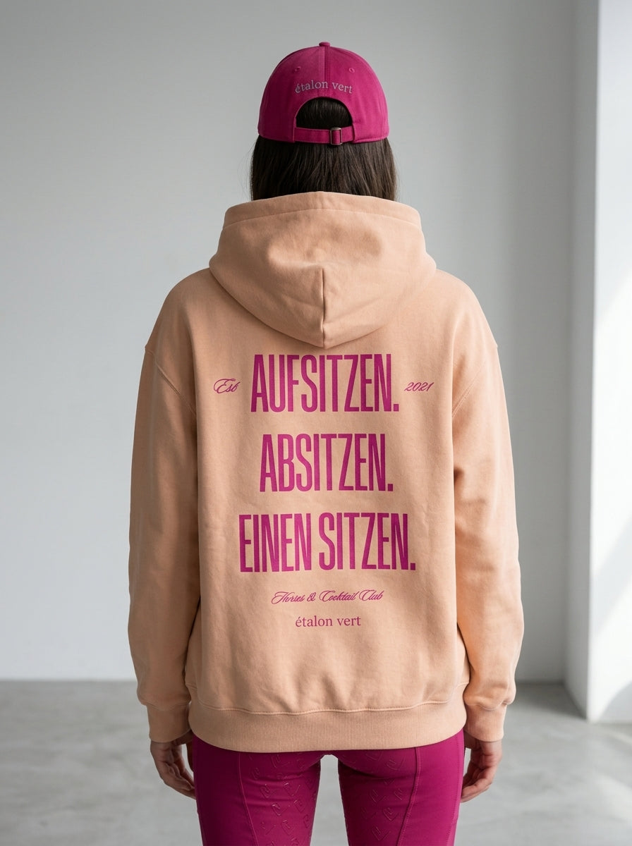 Oversize Fit Hoodie - Aufsitzen. Absitzen. Einen Sitzen. - Peach