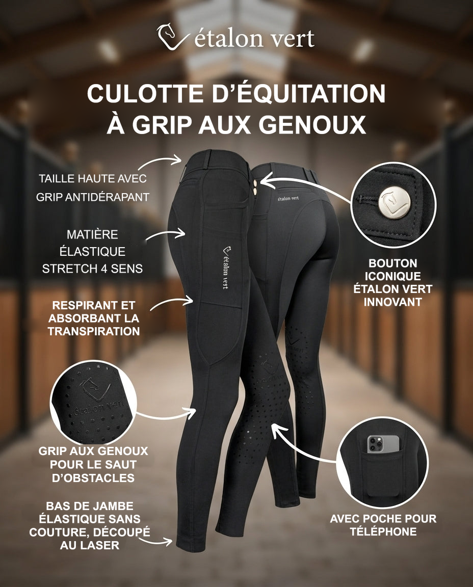 Culotte d’équitation à grip aux genoux — caractéristiques [fr]