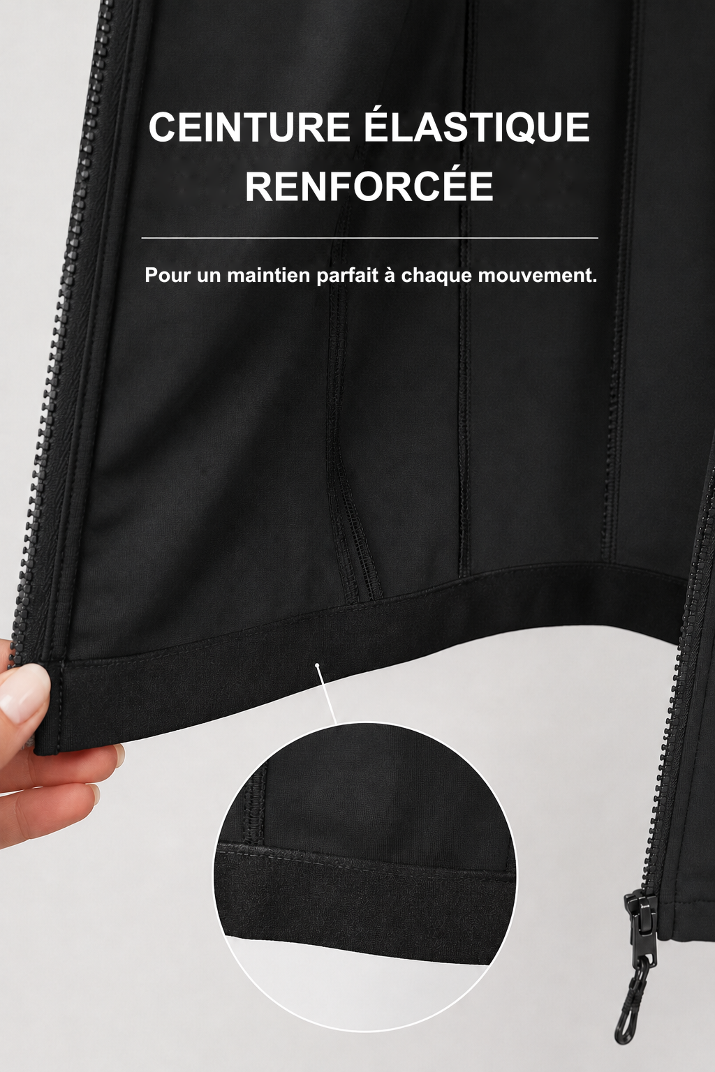 Infographie produit étalon vert : CEINTURE ÉLASTIQUE RENFORCÉE