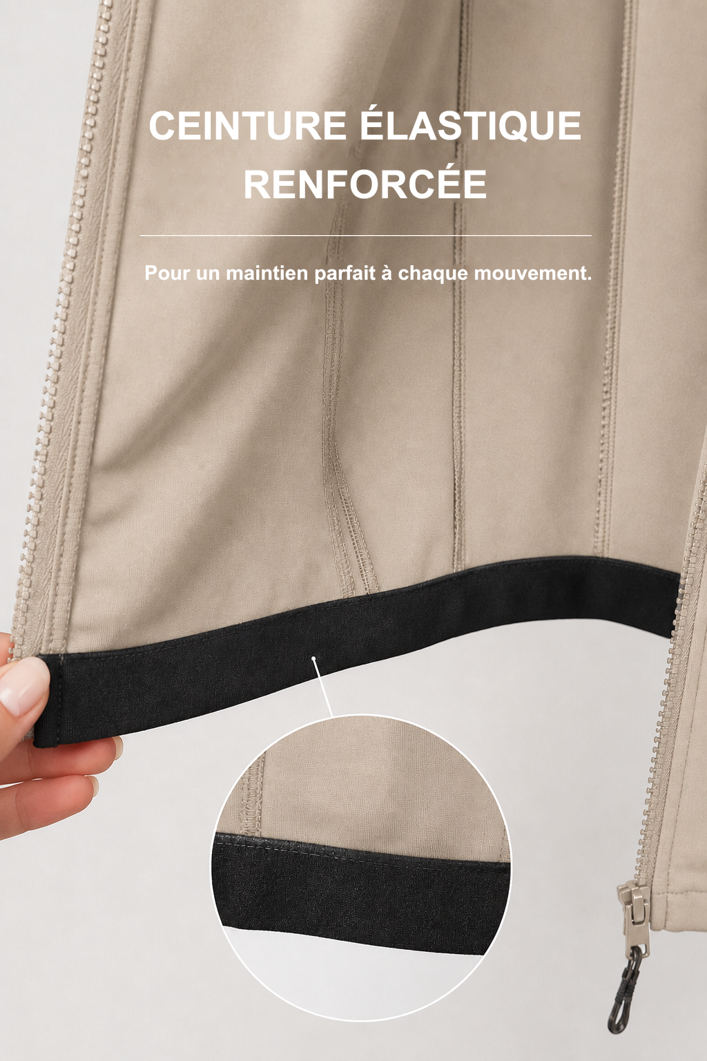 Infographie produit étalon vert : CEINTURE ÉLASTIQUE RENFORCÉE