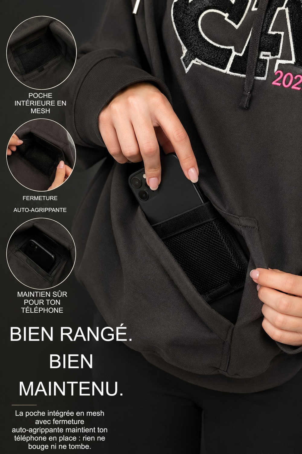 Infographie produit étalon vert : POCHE INTÉRIEURE EN MESH [fr]