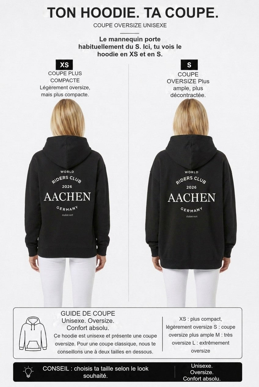 Infographie produit étalon vert : TON HOODIE. TA COUPE. [fr]
