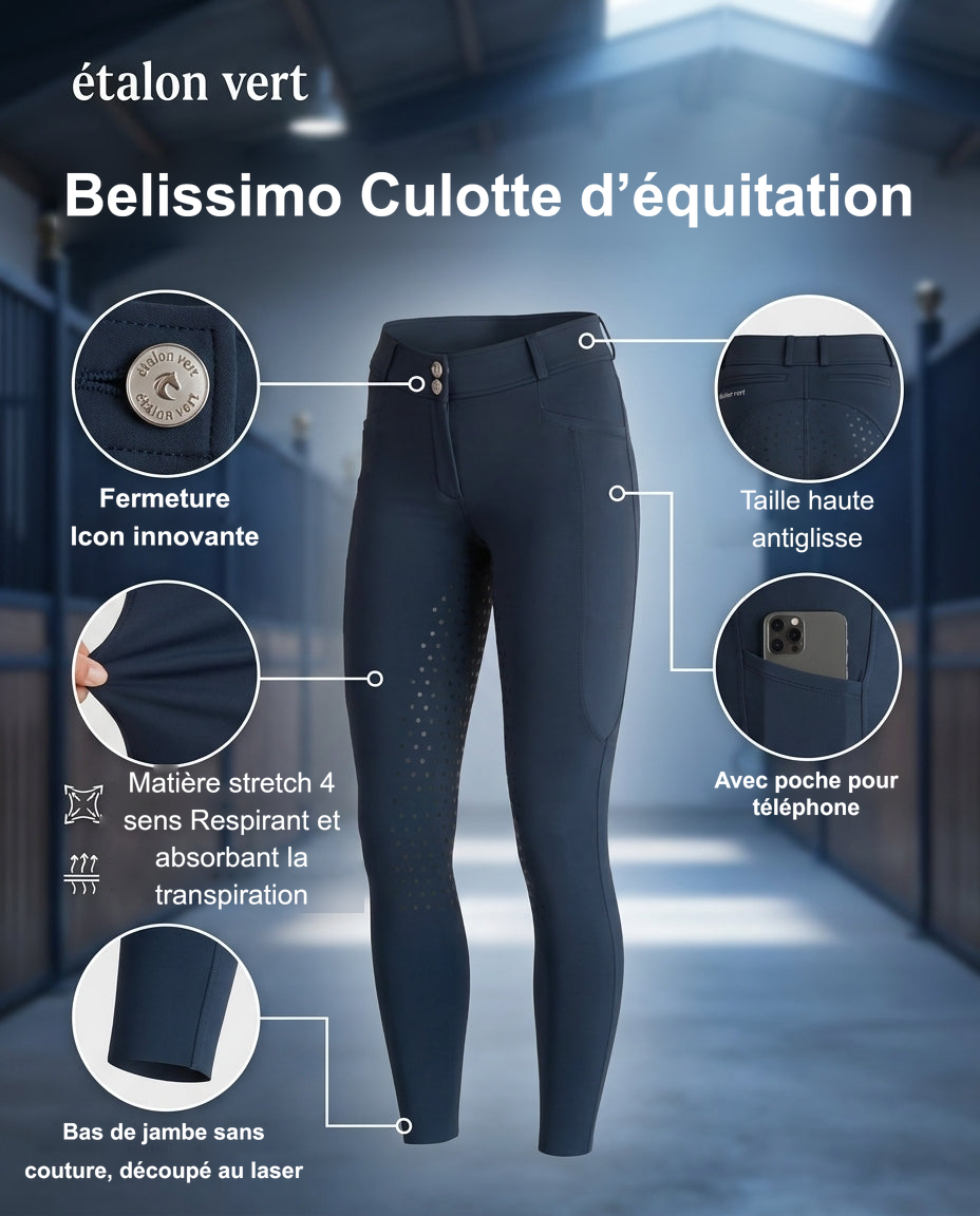 Infographie produit étalon vert : Belissimo Culotte d’équitation