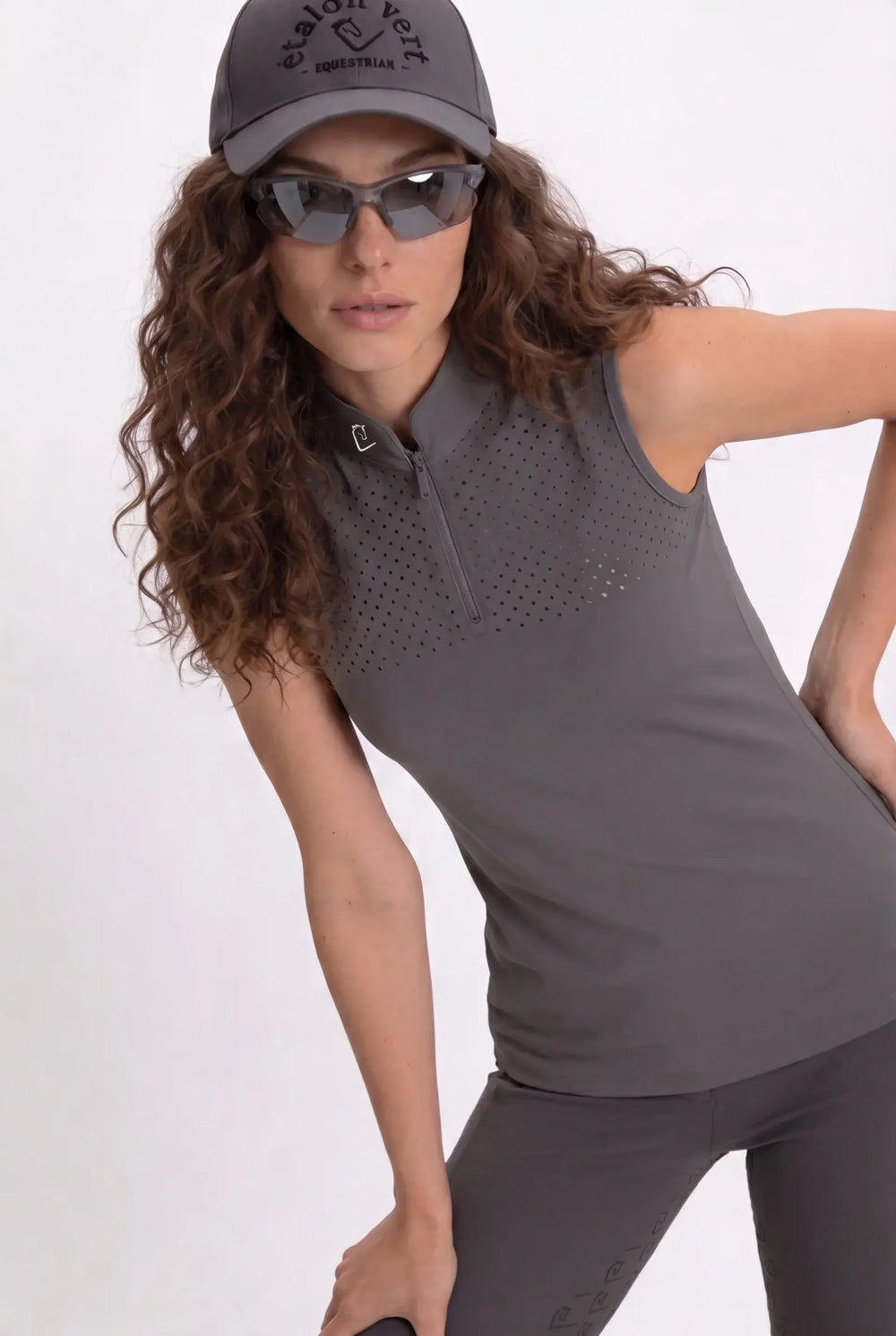 T-shirt fonctionnel Star Gold sans manches perforé - Stone Grey