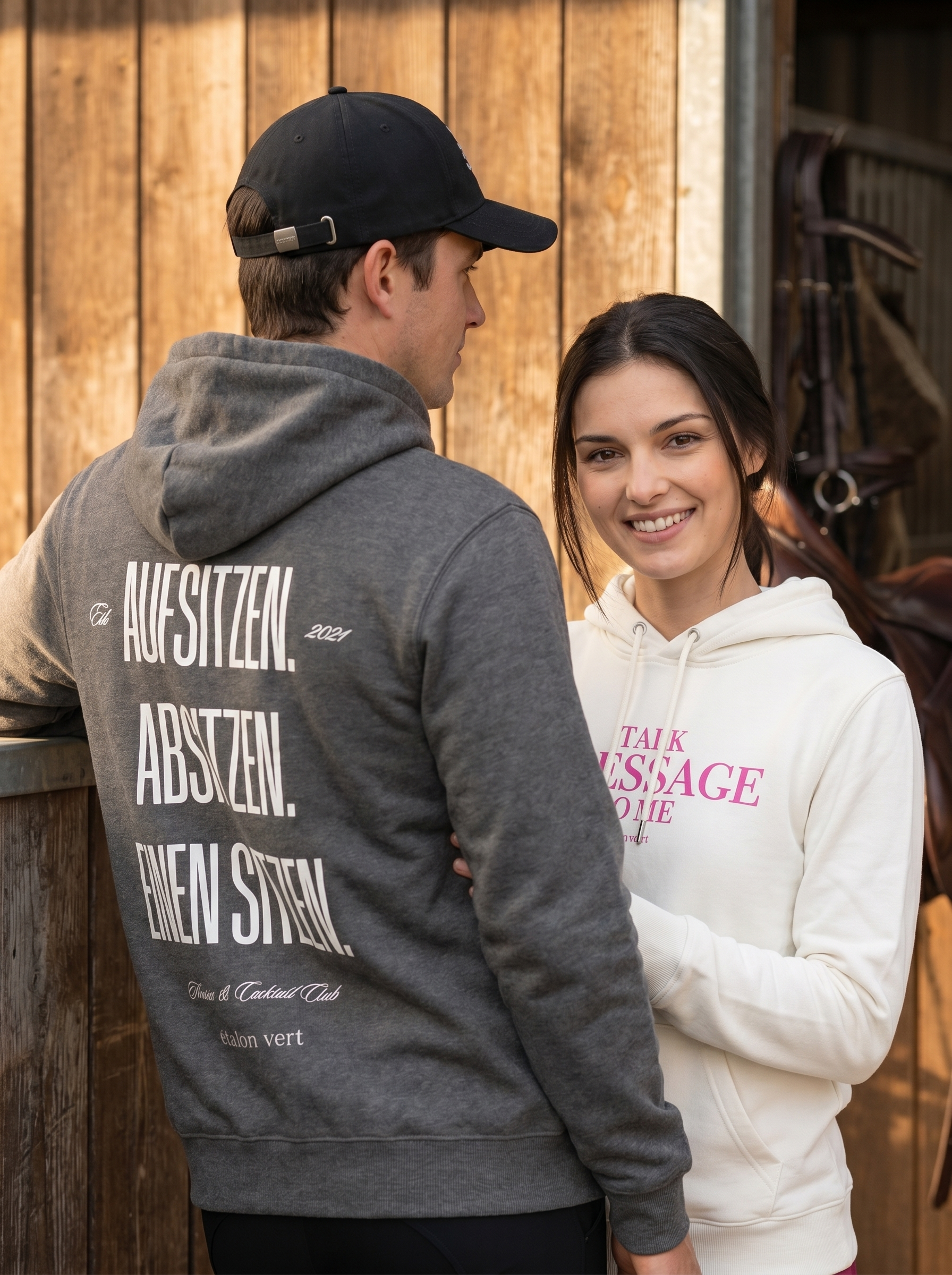Oversize Fit Hoodie - Aufsitzen. Absitzen. Einen Sitzen. - Grey