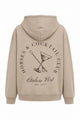 Beige Oversize Hoodie – Rückenansicht, Motiv horses-cocktail, Druck Brown