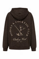 Brown / Chocolate Brown Oversize Hoodie – Rückenansicht, Motiv horses-cocktail, Druck Beige