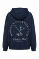 horses-cocktail – Hoodie Navy, Rückenansicht mit großem weißem Druck