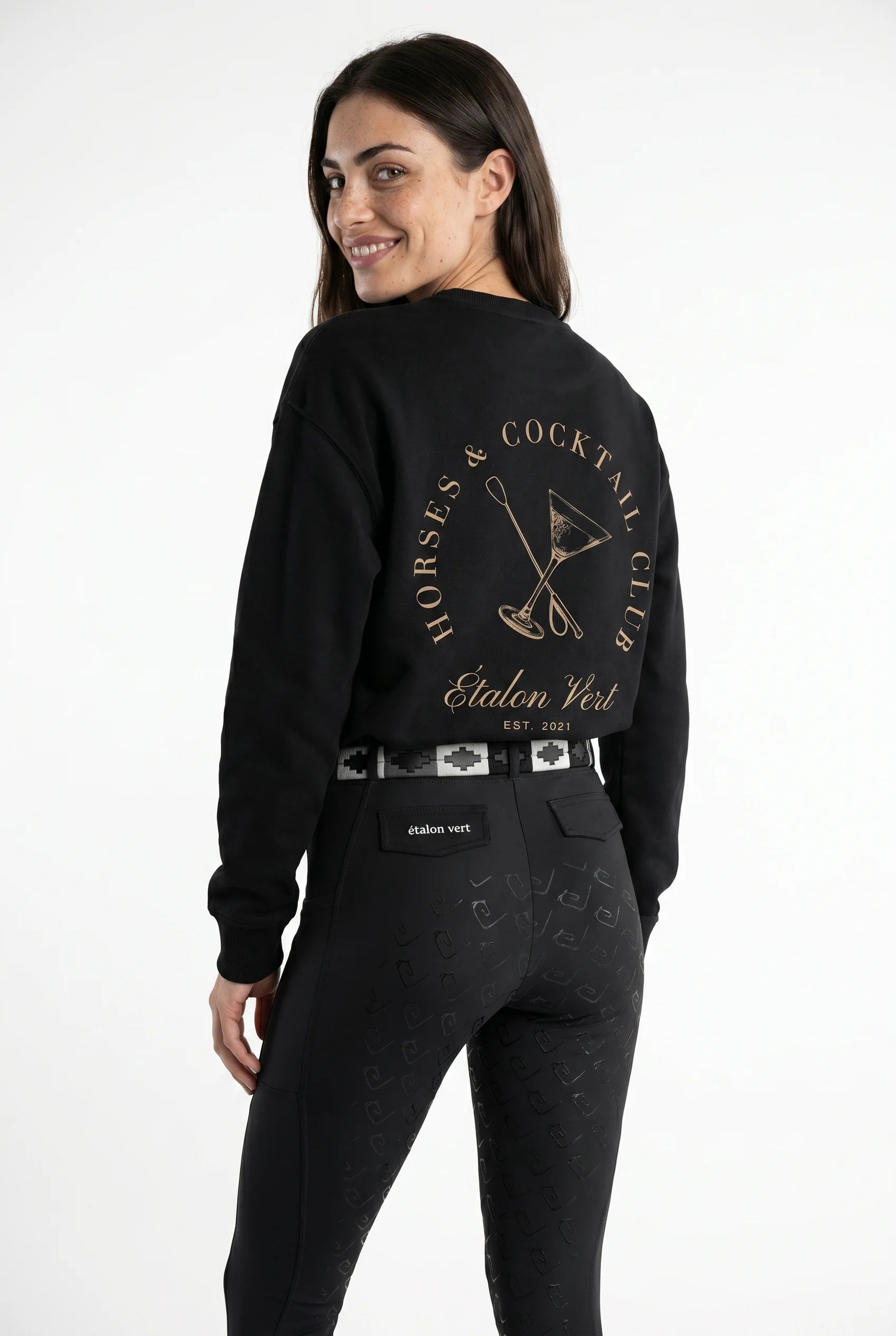 Fuego - Horses & Cocktail Club Oversize Sweater - Black *Limited Edition