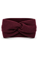 étalon vert Knotenstirnband burgundy, Frontalansicht mit mittigem Knoten, KI-Produktvisualisierung