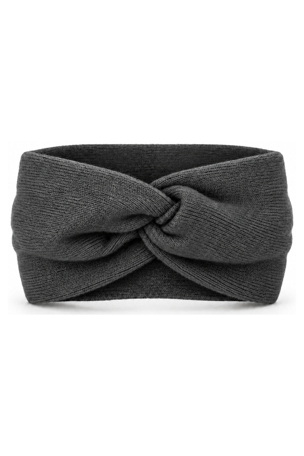 étalon vert Knotenstirnband stone-grey, Frontalansicht mit mittigem Knoten, KI-Produktvisualisierung