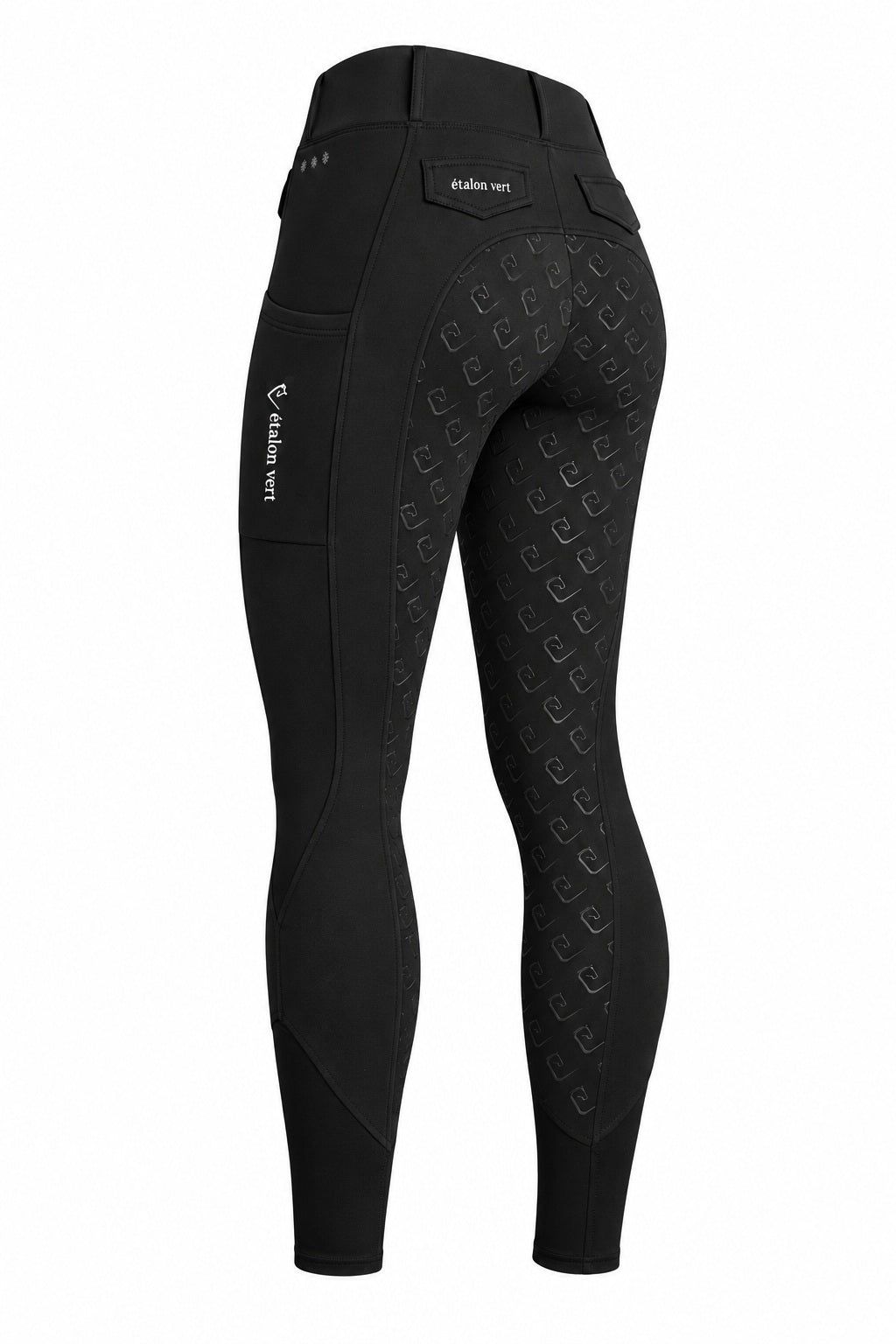 Negro 2.0 Thermo-Reitleggings Vollgrip - Black – Rückansicht 3/4
