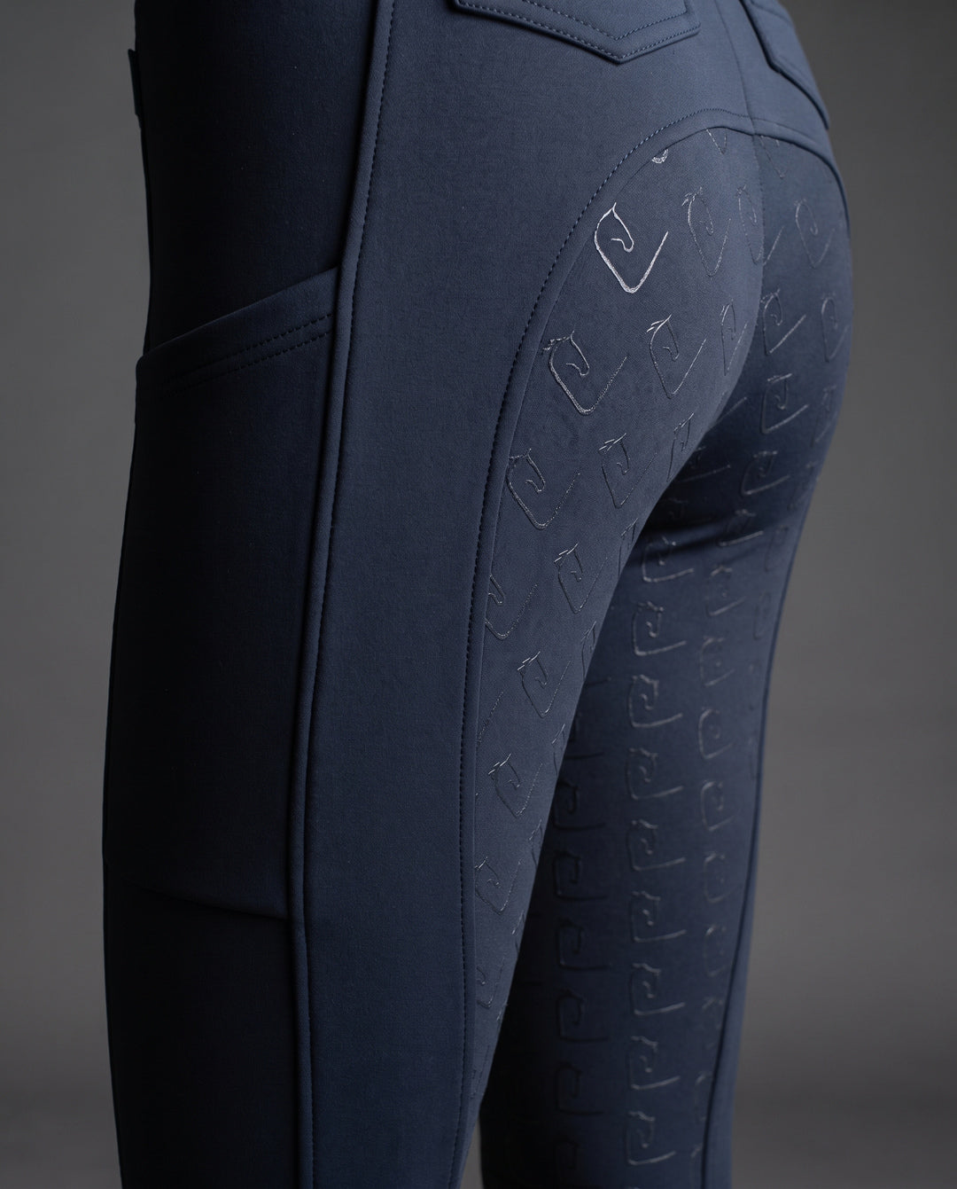 Negro 2.0 Winterreitleggings Navy – Handytasche und Pferdelogo-Vollgrip