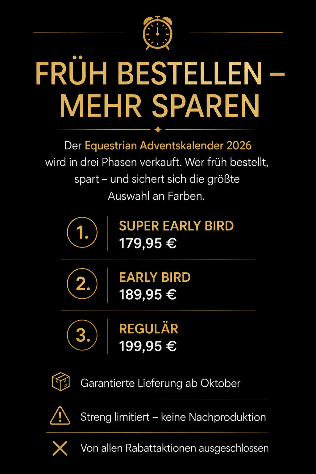 Equestrian Adventskalender für Pferd & Reiter 2026 - Black