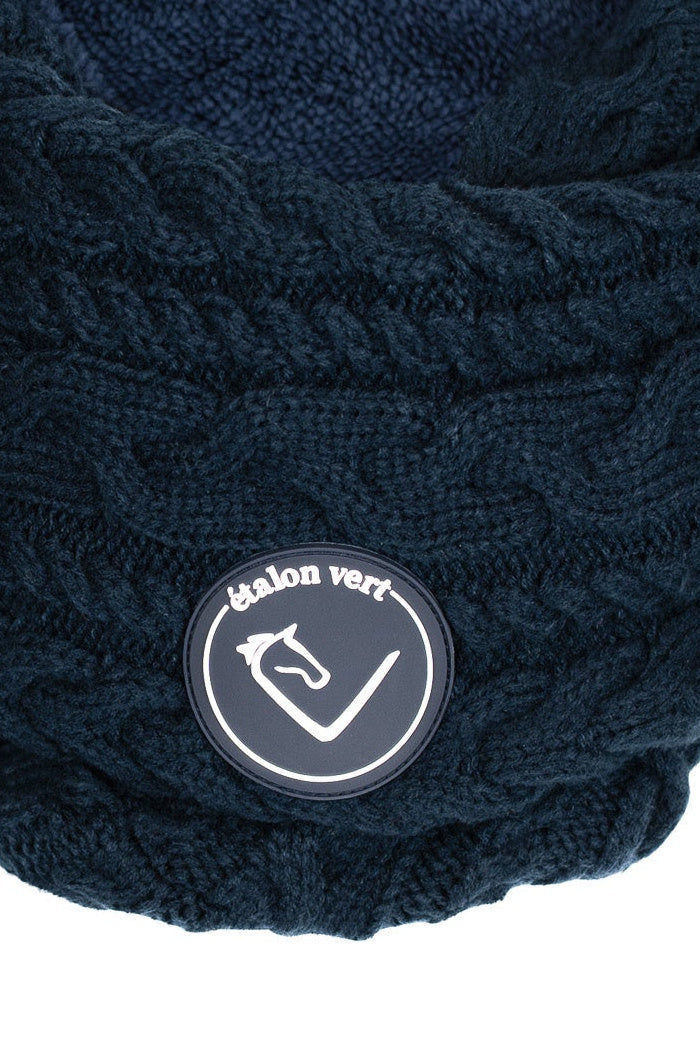Palomo Rundschal navy – Zopfstrick und Badge