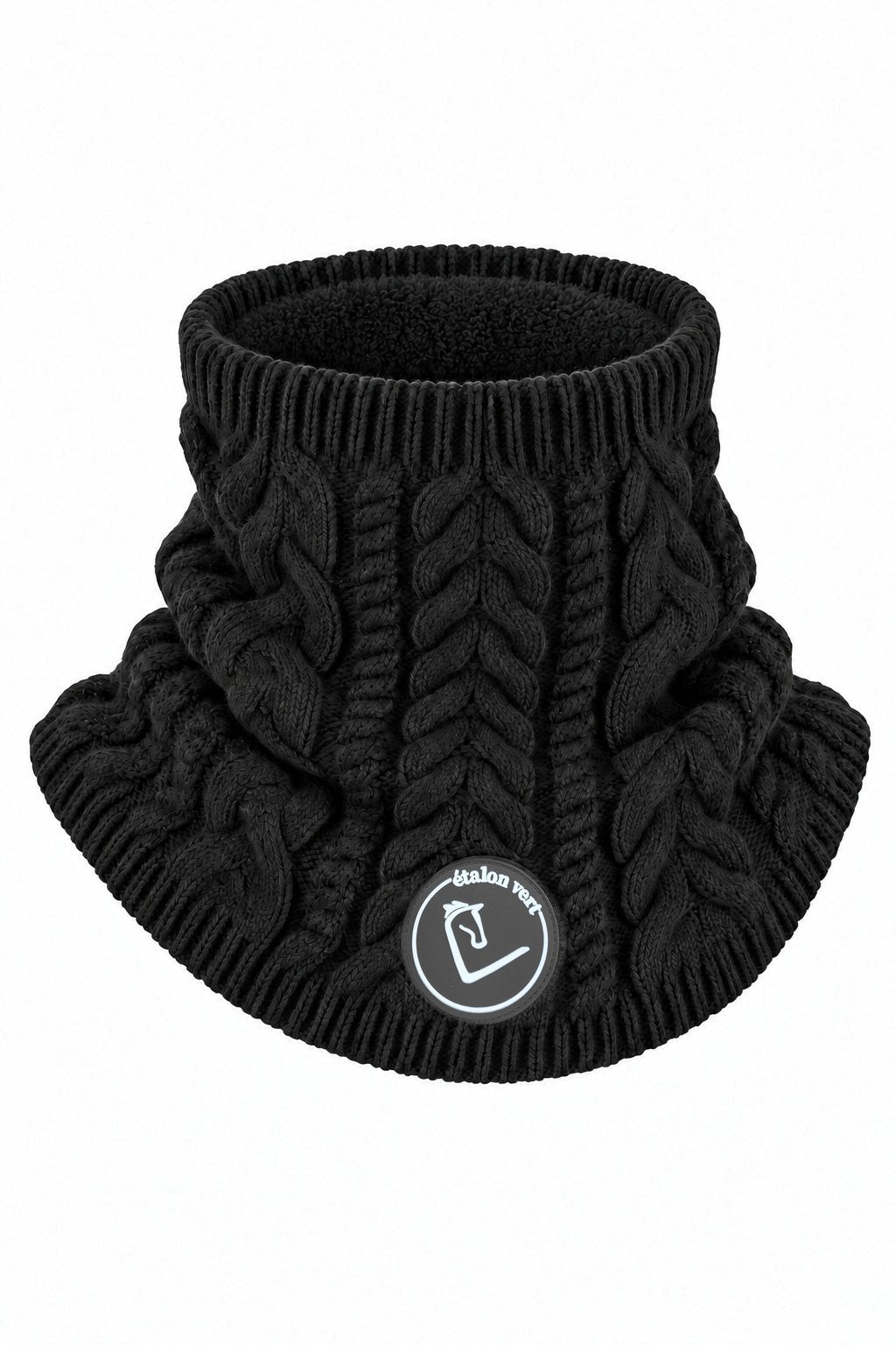 Palomo 2.0 Loop-Schal Schwarz – Vorderansicht mit tonigem Gummibadge