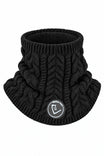 Palomo 2.0 Loop-Schal Schwarz – Vorderansicht mit tonigem Gummibadge