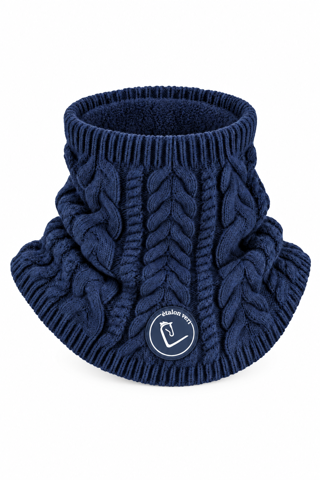 Palomo 2.0 Loop-Schal Navy – freigestellte Vorderansicht mit schmalem hellem Doppelring