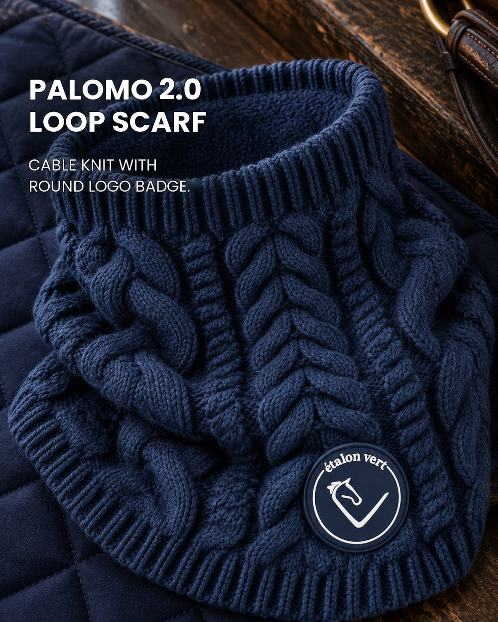 Palomo 2.0 Navy – cable knit and round logo badge [en]