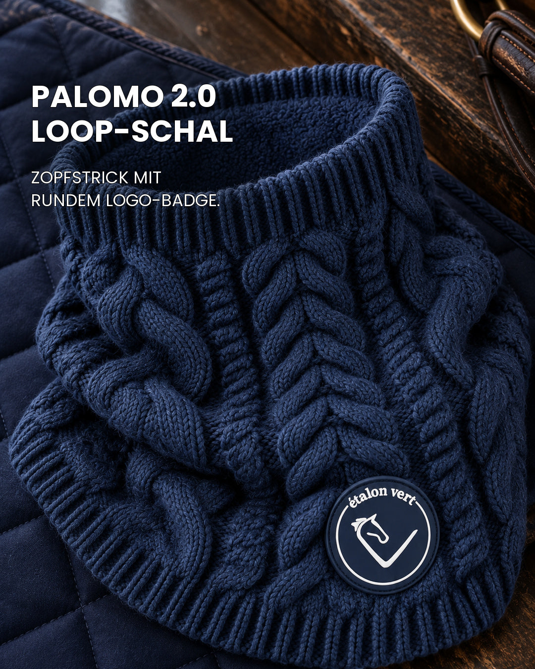 Palomo 2.0 Navy – funktionales Detail zu Zopfstrick und Logo-Badge