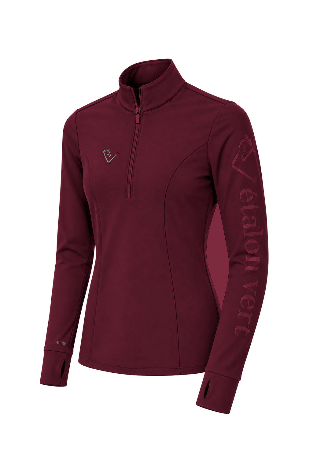 Snowball Thermo Langarmshirt – Burgundy, Ärmellogo, Farbvisualisierung