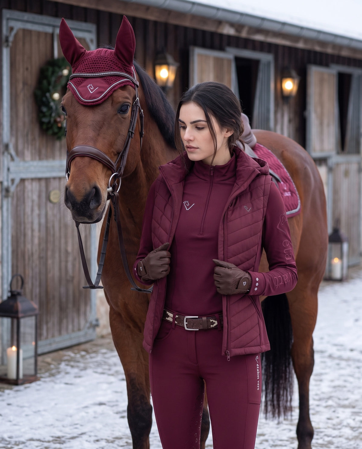Snowball Thermo Langarmshirt in Burgundy – open layer horse mood