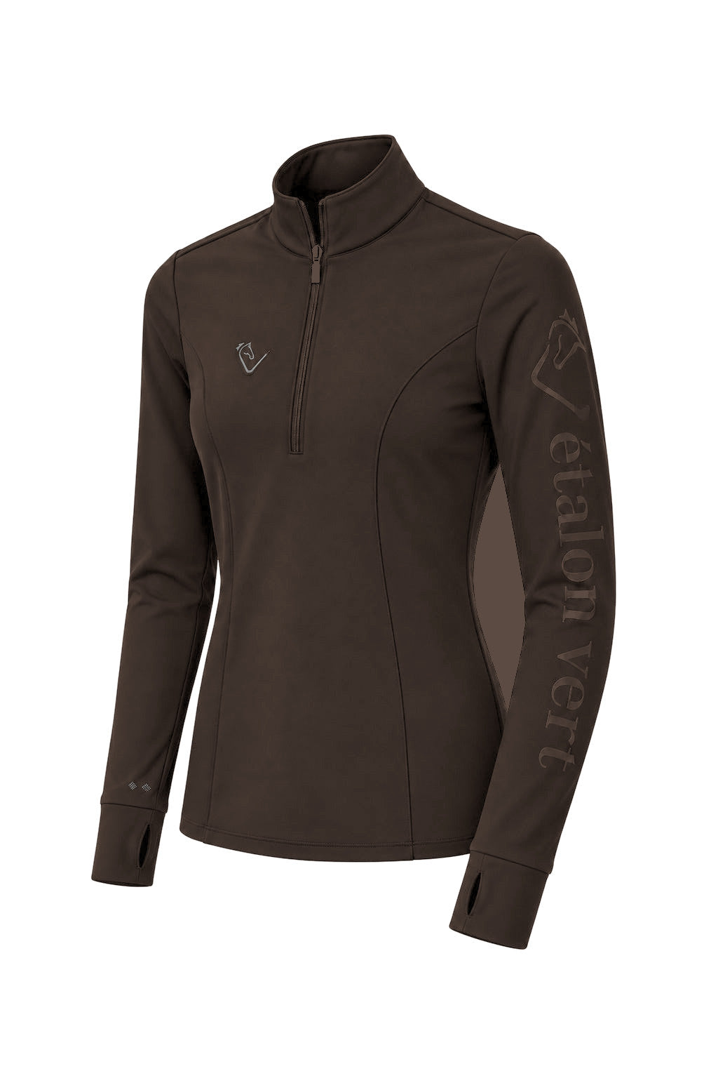 Snowball Thermo Langarmshirt – Chocolate Brown, Ärmellogo, Farbvisualisierung