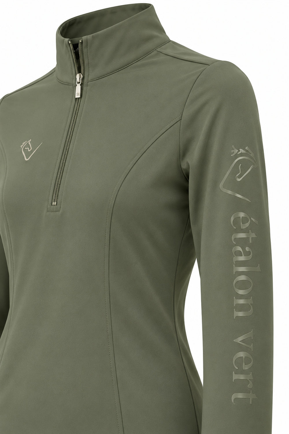 Snowball Thermo Langarmshirt – Olive, Detail der Ärmelmarke