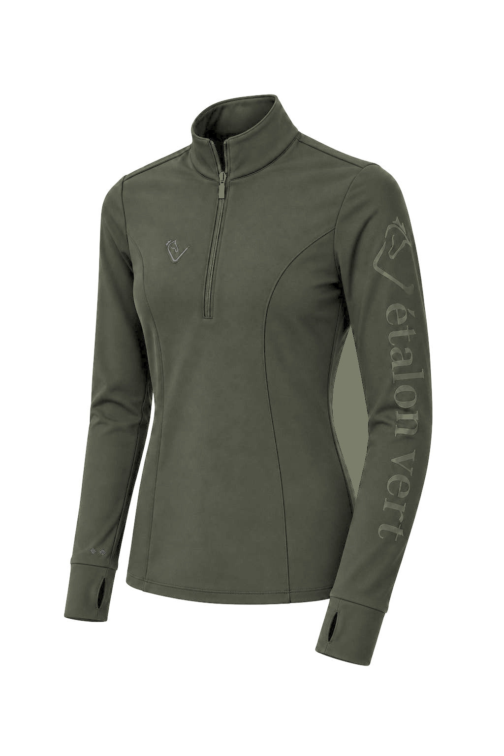 Snowball Thermo Langarmshirt – Olive, Ärmellogo, Farbvisualisierung