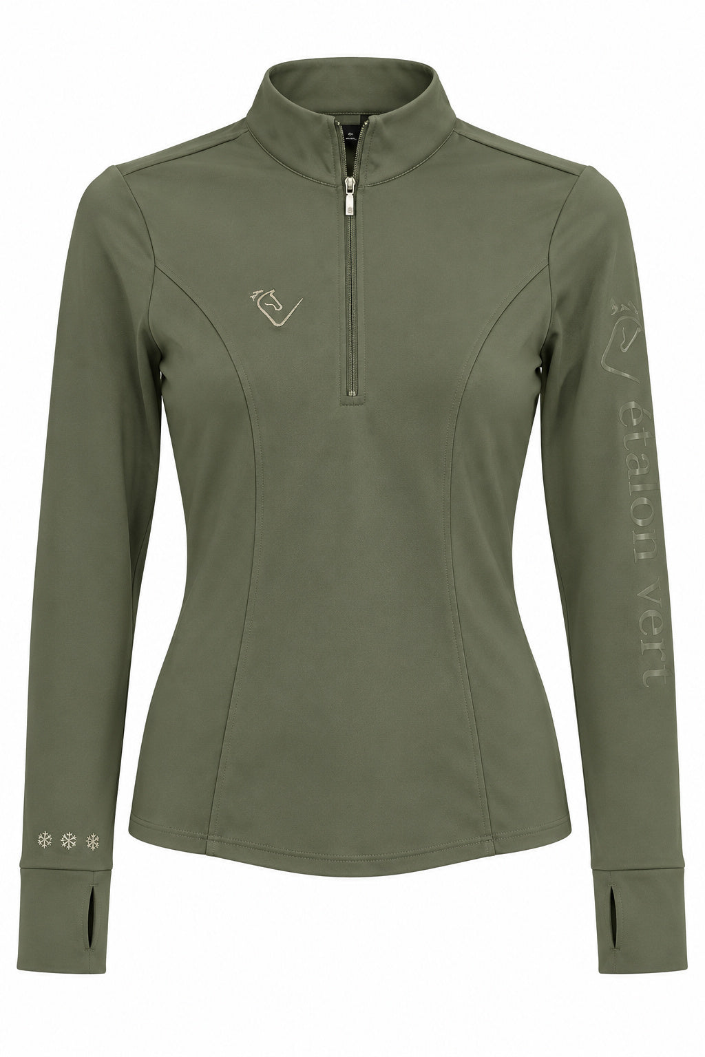 Snowball Thermo Langarmshirt – Olive, Vorderansicht