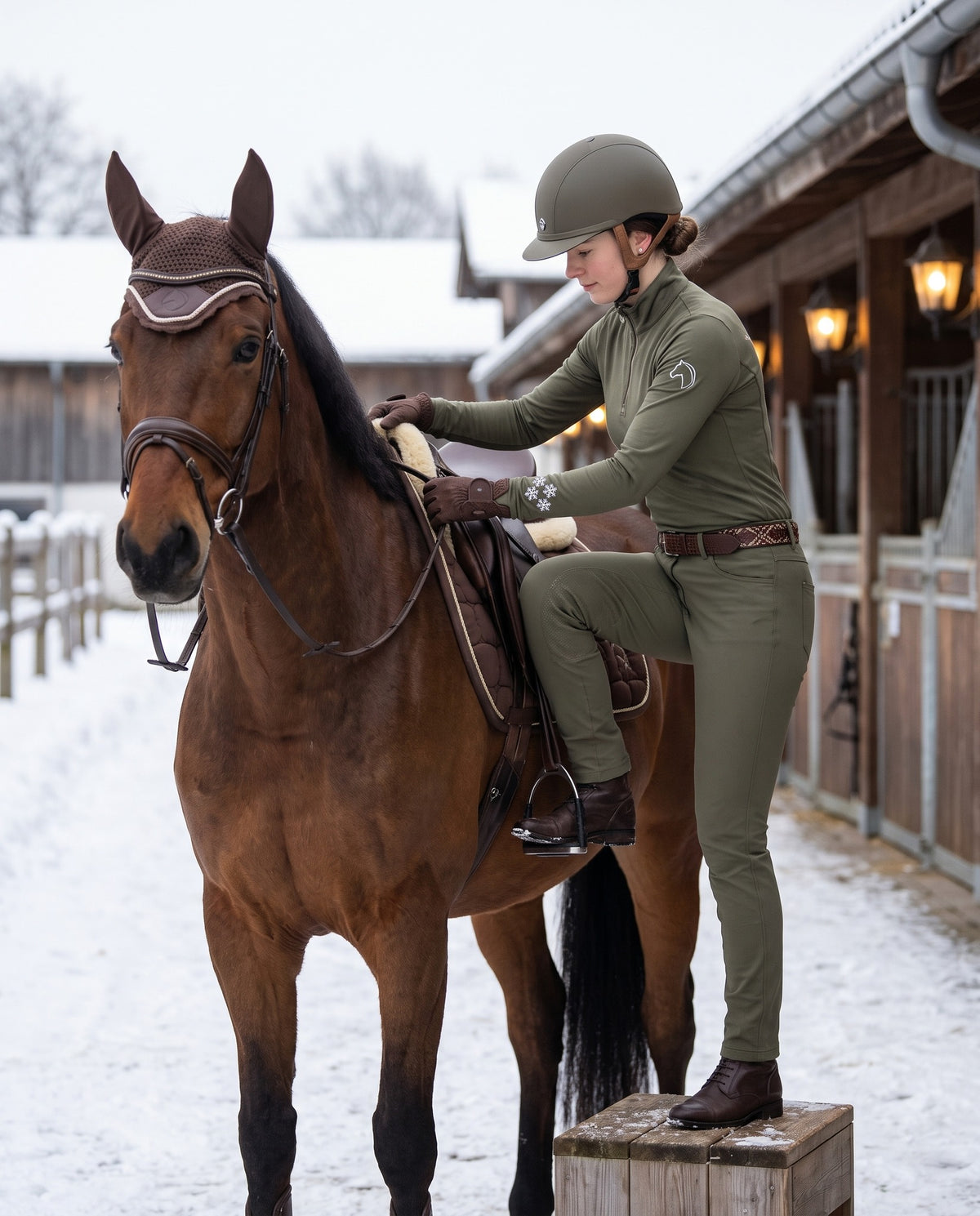 Snowball Thermo Langarmshirt in Olive – early mounting shirt