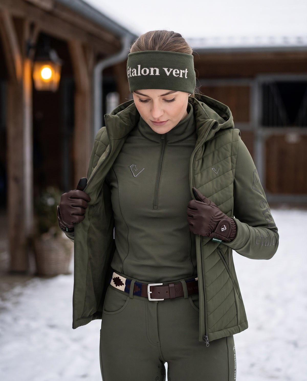 Snowball Thermo Langarmshirt in Olive – layering front fit
