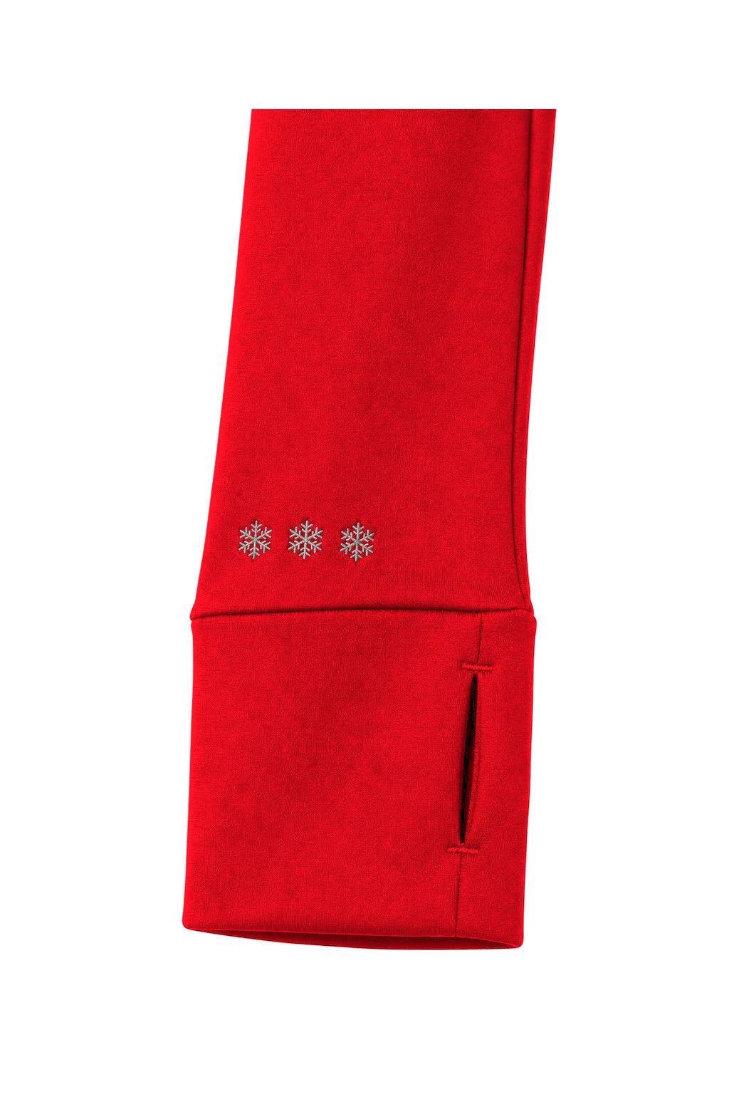 Snowball Thermo Langarmshirt – Red, Daumenschlitz und Schneeflocken, Farbvisualisierung