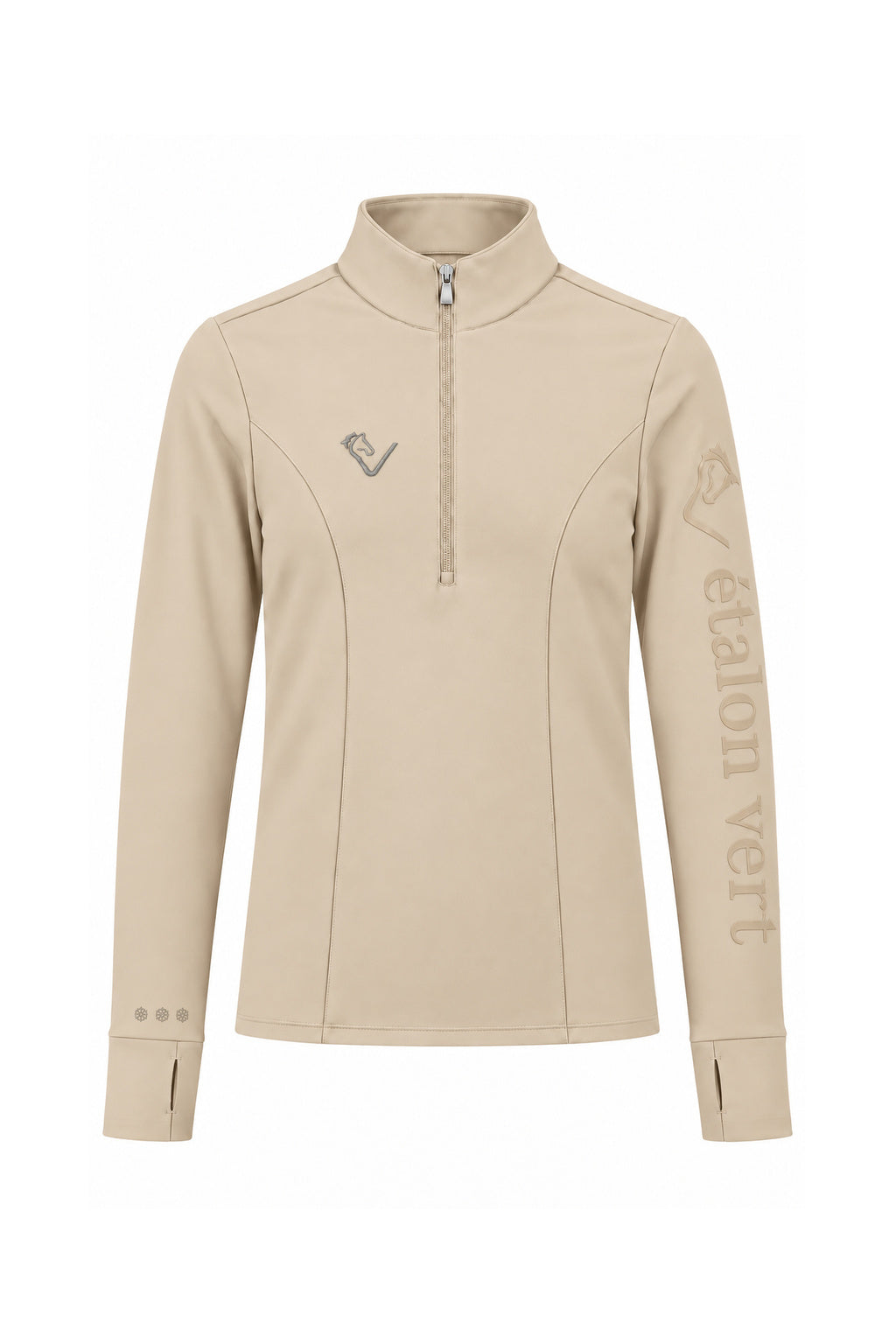 Snowball Thermo Langarmshirt – Beige, Frontansicht