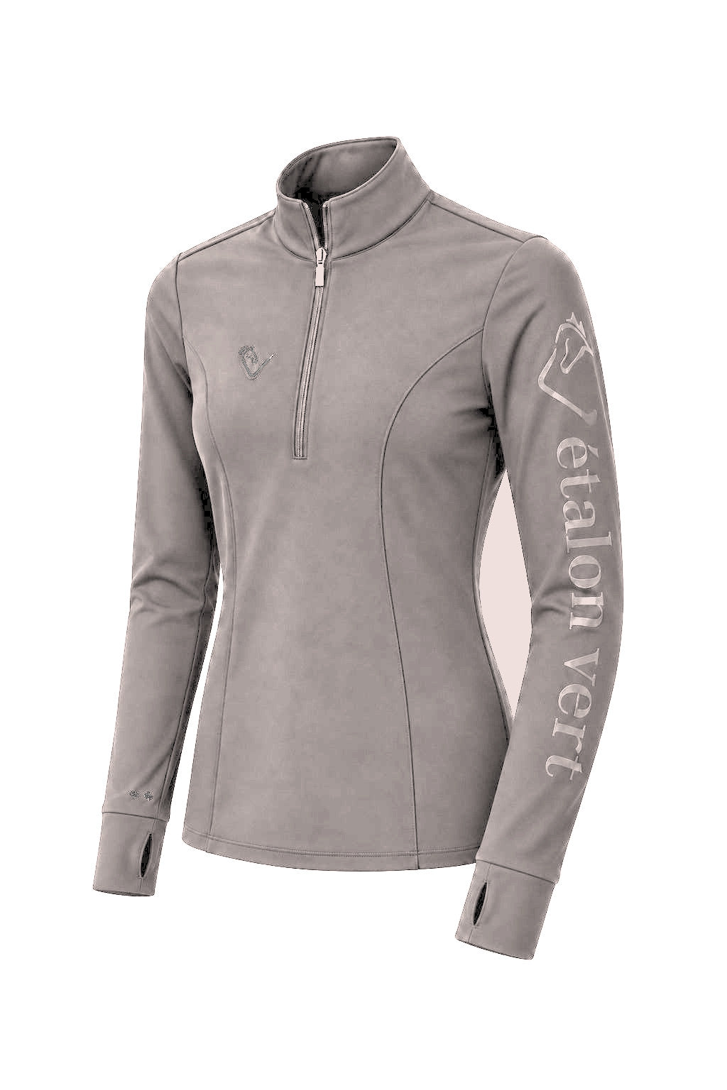 Snowball Thermo Langarmshirt – Taupe, Ärmellogo, Farbvisualisierung