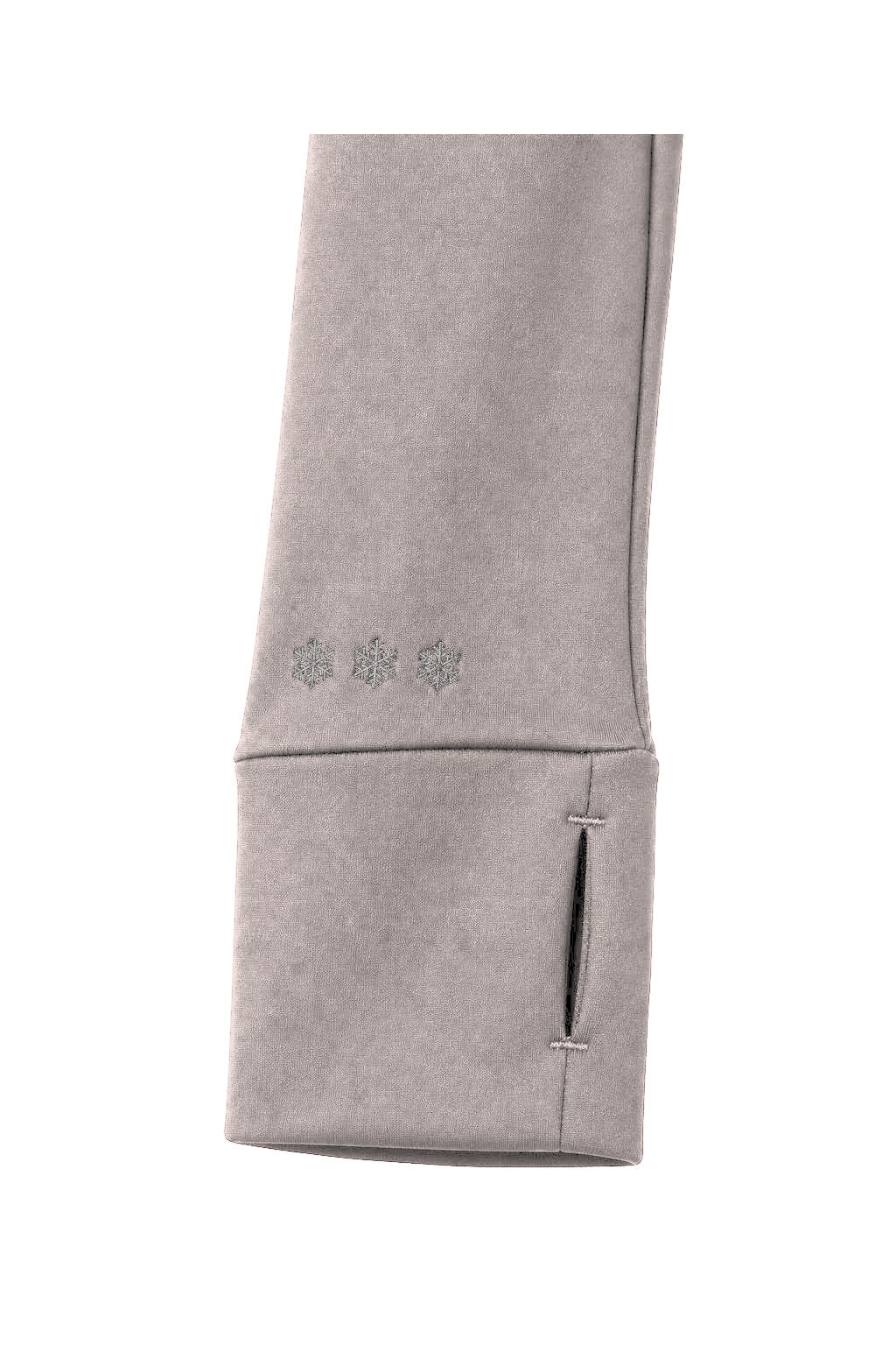 Snowball Thermo Langarmshirt – Taupe, Daumenschlitz und Schneeflocken, Farbvisualisierung