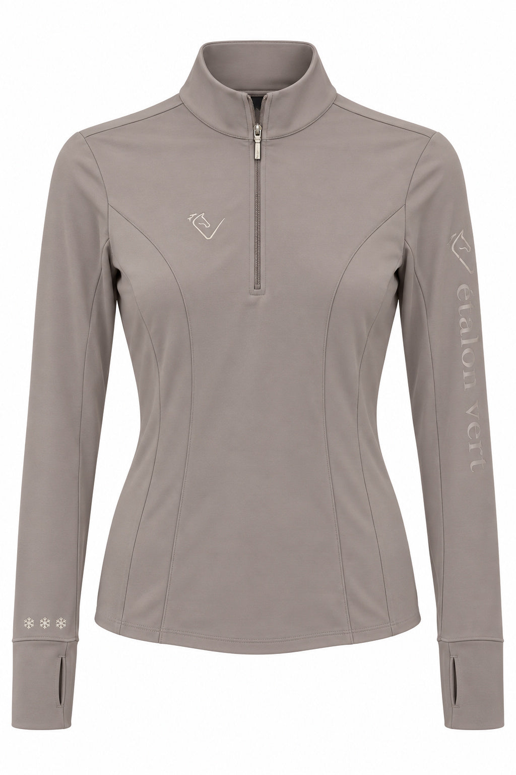 Snowball Thermo Langarmshirt – Taupe, Vorderansicht