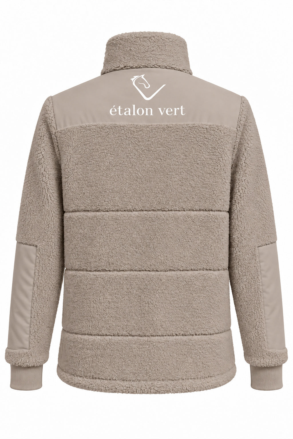 étalon vert Teddyjacke in Beige – Rückenansicht mit Logo